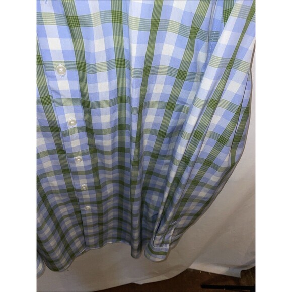 Egara Men’s Dress Shirt Size 2XL Blue Green Plaid Business Formal City Wedding - Picture 7 of 12